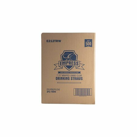 EMPRESS Jumbo Straw Paper Wrapped 7.75 in. Clear Boxed 2, 500PK E212TRW